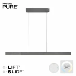 Luminaires Paul Neuhaus Suspension Paul Neuhaus PURE-MOTO-RISE LED Gris, 3 lumières, Télécommandes