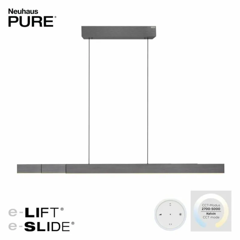 Luminaires Paul Neuhaus Suspension Paul Neuhaus PURE-MOTO-RISE LED Gris, 3 lumières, Télécommandes