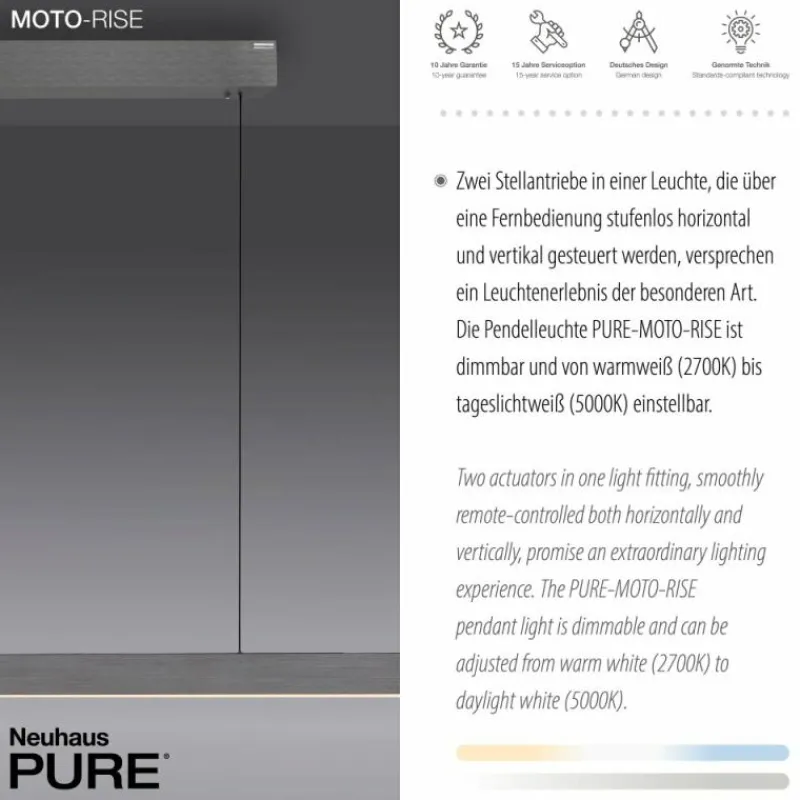 Luminaires Paul Neuhaus Suspension Paul Neuhaus PURE-MOTO-RISE LED Gris, 3 lumières, Télécommandes