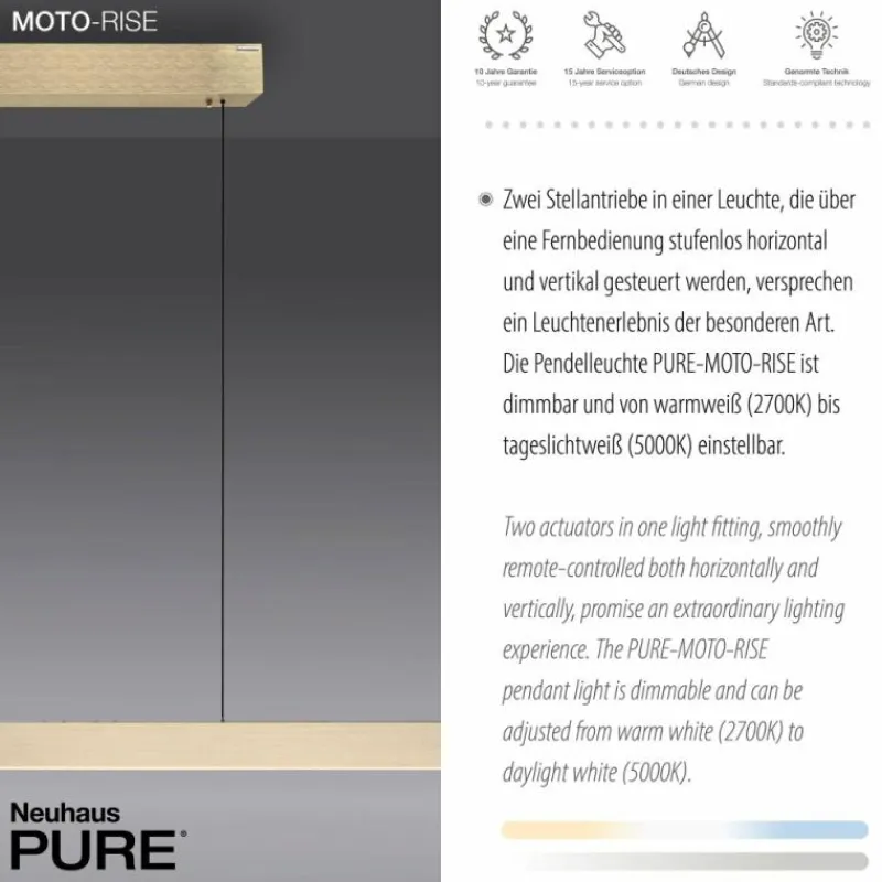 Luminaires Paul Neuhaus Suspension Paul Neuhaus PURE-MOTO-RISE LED Or, 3 lumières, Télécommandes