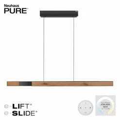 Lampes En Bois-Luminaires Paul Neuhaus Suspension Paul Neuhaus PURE-MOTO-RISE LED Couleur bois, Noir, 3 lumières, Télécommandes