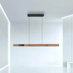 Lampes En Bois-Luminaires Paul Neuhaus Suspension Paul Neuhaus PURE-MOTO-RISE LED Couleur bois, Noir, 3 lumières, Télécommandes