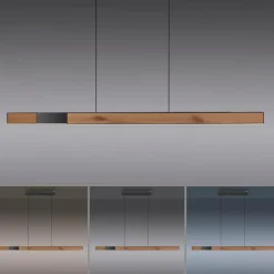 Lampes En Bois-Luminaires Paul Neuhaus Suspension Paul Neuhaus PURE-MOTO-RISE LED Couleur bois, Noir, 3 lumières, Télécommandes