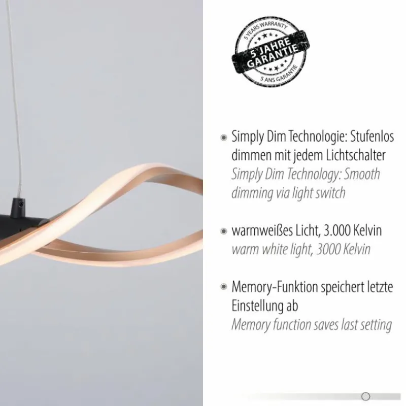 Lampes Dorées-Luminaires Paul Neuhaus Suspension Paul Neuhaus POLINA LED Noir, 1 lumière