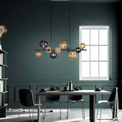 Suspension Verre Fumé-Luminaires Paul Neuhaus Suspension Paul Neuhaus POPSICLE LED Noir, 10 lumières