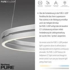 Luminaires Paul Neuhaus Suspension Paul Neuhaus PURE E-LOOP LED Argenté, 2 lumières, Télécommandes* Éclairage Led