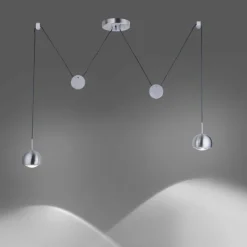 Paul Neuhaus Q-Serie Suspension Paul Neuhaus Q-ADAM LED Acier inoxydable, 2 lumières, Télécommandes, Changeur de couleurs
