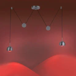 Paul Neuhaus Q-Serie Suspension Paul Neuhaus Q-ADAM LED Acier inoxydable, 2 lumières, Télécommandes, Changeur de couleurs
