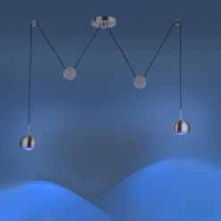 Paul Neuhaus Q-Serie Suspension Paul Neuhaus Q-ADAM LED Acier inoxydable, 2 lumières, Télécommandes, Changeur de couleurs