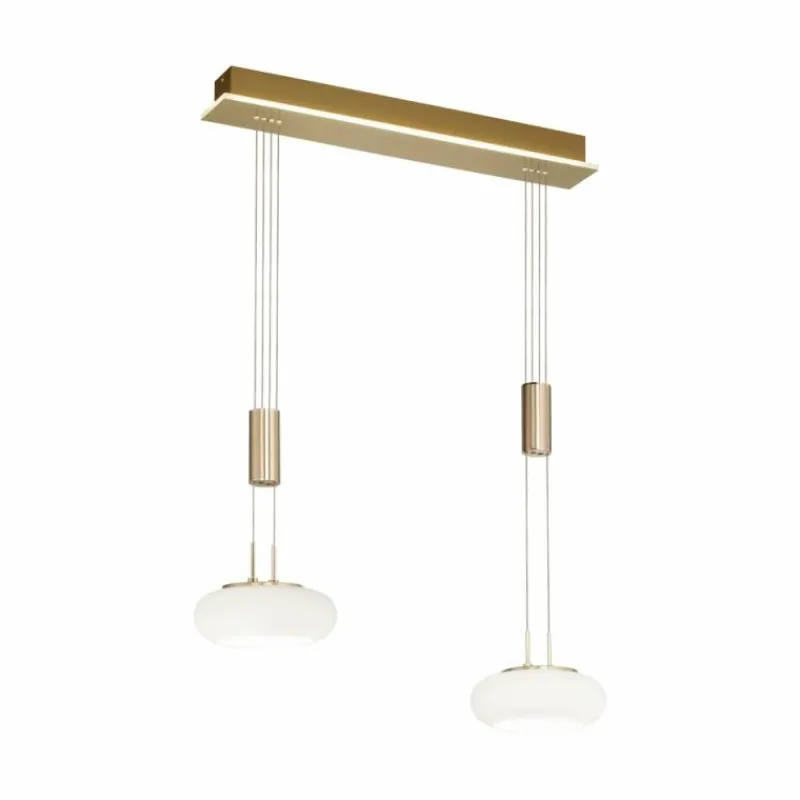 Paul Neuhaus Q-Serie Suspension Paul Neuhaus Q-ETIENNE LED Laiton, 2 lumières, Télécommandes