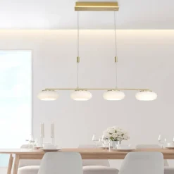 Paul Neuhaus Q-Serie Suspension Paul Neuhaus Q-ETIENNE LED Laiton, 4 lumières, Télécommandes