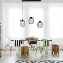 Suspension Verre Fumé-Luminaires Paul Neuhaus Suspension Paul Neuhaus SHITAKE Noir, 3 lumières