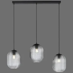 Suspension Verre Fumé-Luminaires Paul Neuhaus Suspension Paul Neuhaus SHITAKE Noir, 3 lumières