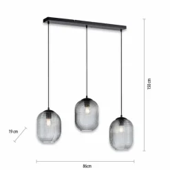 Suspension Verre Fumé-Luminaires Paul Neuhaus Suspension Paul Neuhaus SHITAKE Noir, 3 lumières