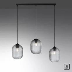 Suspension Verre Fumé-Luminaires Paul Neuhaus Suspension Paul Neuhaus SHITAKE Noir, 3 lumières