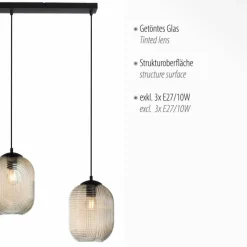 Luminaires Paul Neuhaus Suspension Paul Neuhaus SHITAKE Noir, 3 lumières