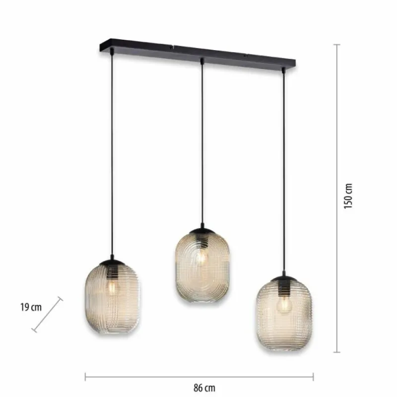 Luminaires Paul Neuhaus Suspension Paul Neuhaus SHITAKE Noir, 3 lumières