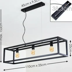 Lampes Industrielles-hofstein Suspension Paulins Noir, 3 lumières