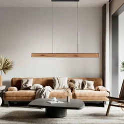 Lampes En Bois-Luminaires Paul Neuhaus Suspension Paul-Neuhaus NANIA LED Couleur bois, Noir, 1 lumière