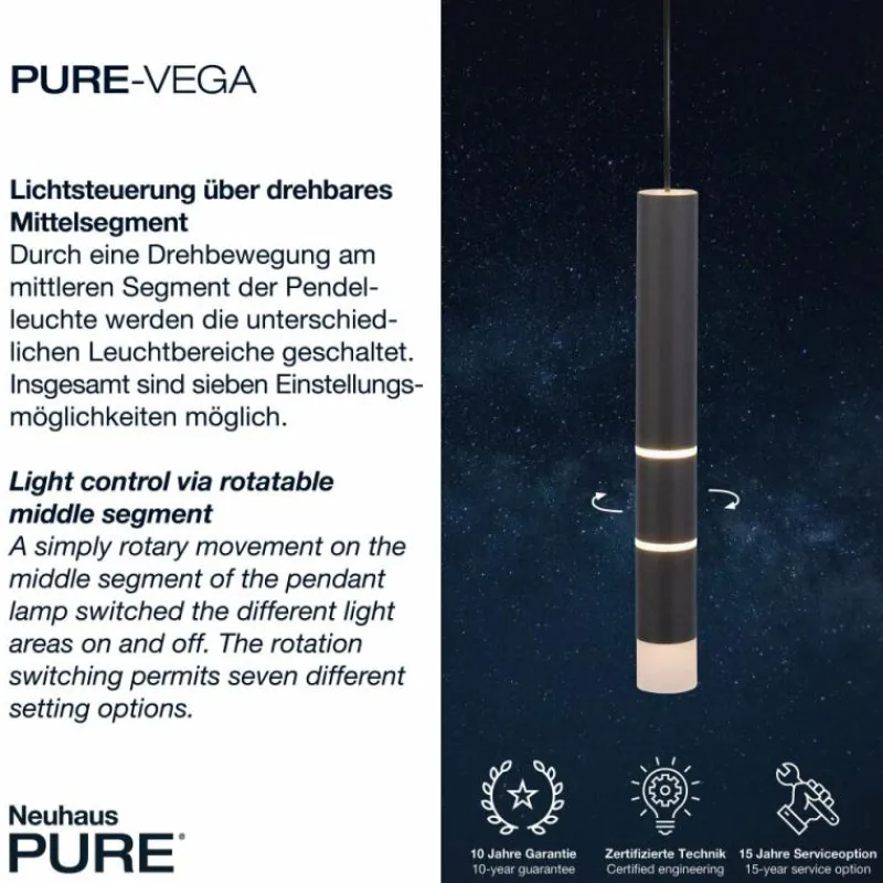 Luminaires Paul Neuhaus Suspension Paul-Neuhaus PURE-VEGA LED Noir, 3 lumières* Suspensions