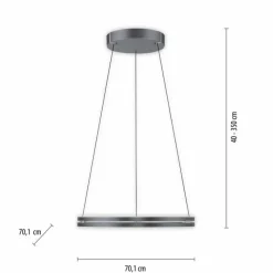Luminaires Paul Neuhaus Suspension Paul-Neuhaus PURE E-LOOP LED Gris, 2 lumières, Télécommandes* Éclairage Led
