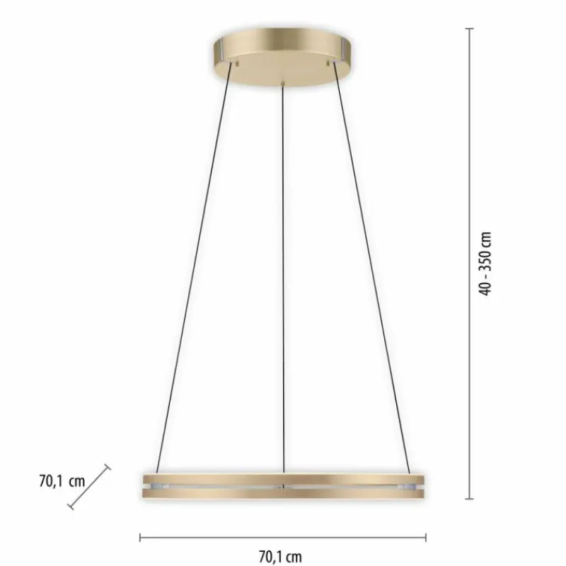 Lampes Dorées-Luminaires Paul Neuhaus Suspension Paul-Neuhaus PURE E-LOOP LED Or, 2 lumières, Télécommandes