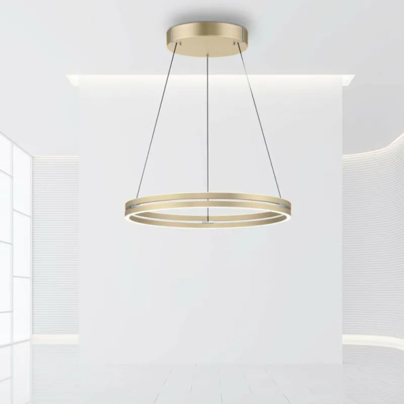 Lampes Dorées-Luminaires Paul Neuhaus Suspension Paul-Neuhaus PURE E-LOOP LED Or, 2 lumières, Télécommandes