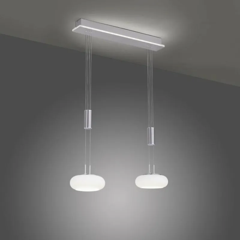 Paul Neuhaus Q-Serie Suspension Paul-Neuhaus Q-ETIENNE LED Acier brossé, 3 lumières, Télécommandes