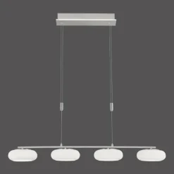 Paul Neuhaus Q-Serie Suspension Paul-Neuhaus Q-ETIENNE LED Acier brossé, 4 lumières, Télécommandes