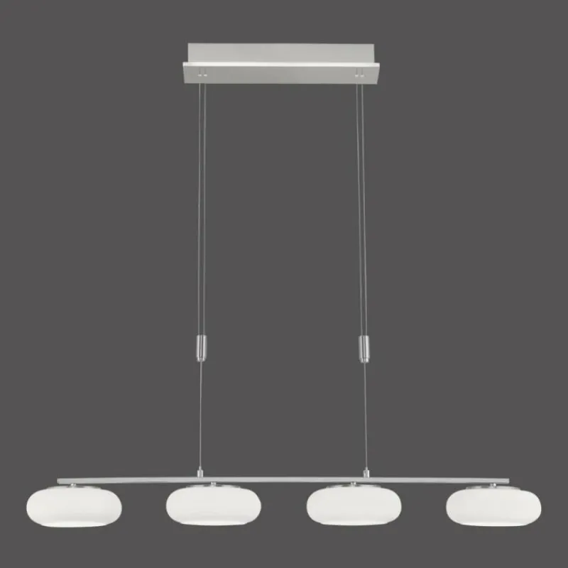 Paul Neuhaus Q-Serie Suspension Paul-Neuhaus Q-ETIENNE LED Acier brossé, 4 lumières, Télécommandes