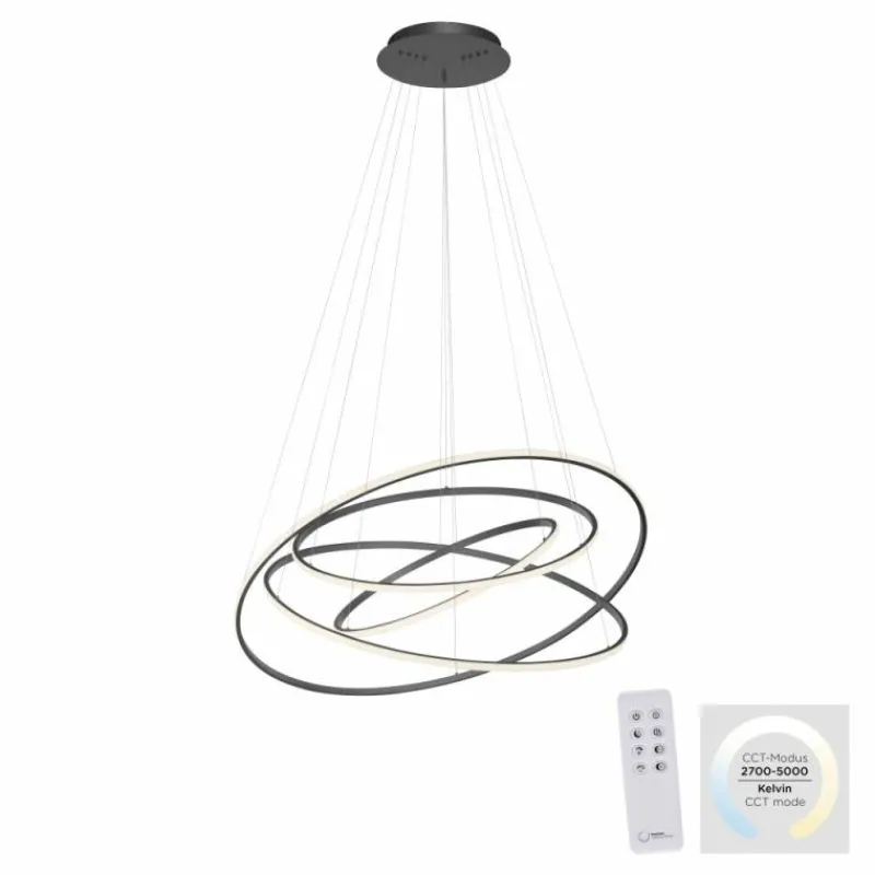 Luminaires Paul Neuhaus Suspension Paul-Neuhaus TESSARA LED Anthracite, 1 lumière, Télécommandes* Éclairage Led