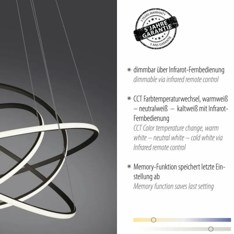 Luminaires Paul Neuhaus Suspension Paul-Neuhaus TESSARA LED Anthracite, 1 lumière, Télécommandes* Éclairage Led