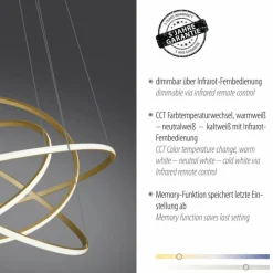 Lampes Dorées-Luminaires Paul Neuhaus Suspension Paul-Neuhaus TESSARA LED Or, 1 lumière, Télécommandes