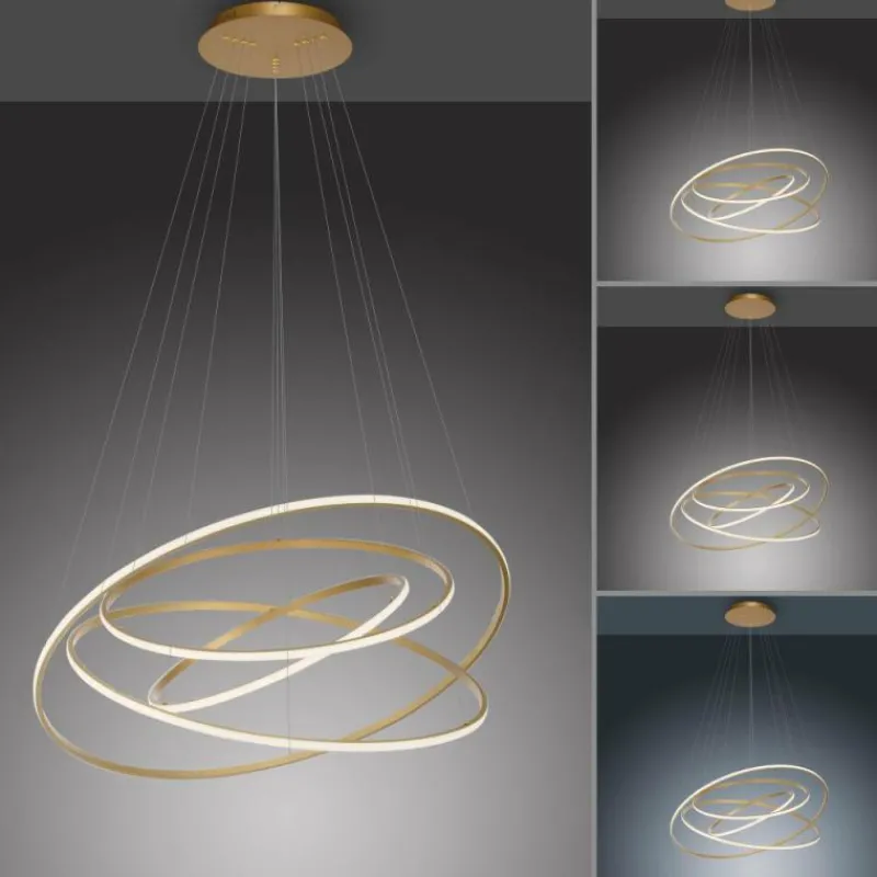 Lampes Dorées-Luminaires Paul Neuhaus Suspension Paul-Neuhaus TESSARA LED Or, 1 lumière, Télécommandes