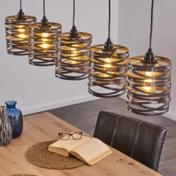 Luminaires Rustiques-hofstein Suspension Pauluspolder Gris, 5 lumières