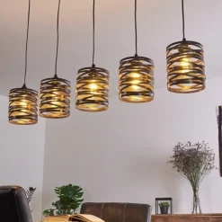 Luminaires Rustiques-hofstein Suspension Pauluspolder Gris, 5 lumières