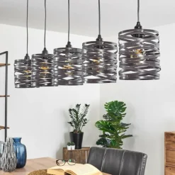 Luminaires Rustiques-hofstein Suspension Pauluspolder Gris, 5 lumières