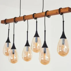 Luminaires Scandinaves-hofstein Suspension Pedreles Écru, Noir, 6 lumières