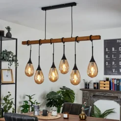 Luminaires Scandinaves-hofstein Suspension Pedreles Écru, Noir, 6 lumières