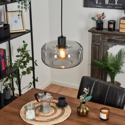 Suspension Verre Fumé-hofstein Suspension Pedreles Noir, 1 lumière