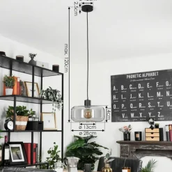 Suspension Verre Fumé-hofstein Suspension Pedreles Noir, 1 lumière