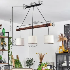 Lampes En Tissu-hofstein Suspension Perdigueira Écru, Noir, 3 lumières
