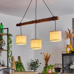 Lampes En Tissu-hofstein Suspension Perdigueira Écru, Noir, 3 lumières