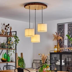 Lampes En Tissu-hofstein Suspension Perdigueira Écru, Noir, 3 lumières