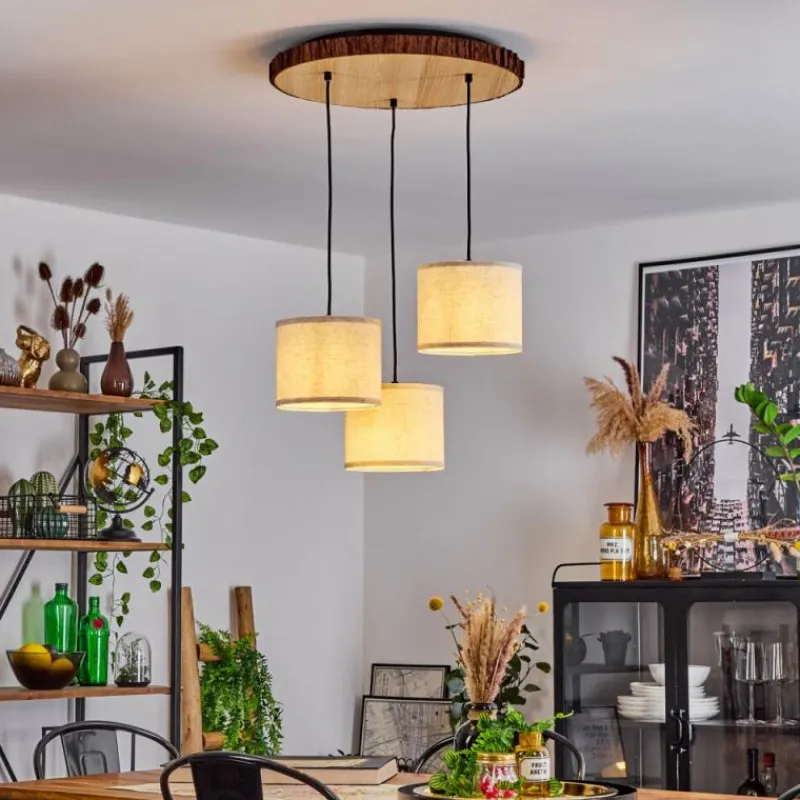 Lampes En Tissu-hofstein Suspension Perdigueira Écru, Noir, 3 lumières