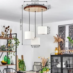 Lampes En Tissu-hofstein Suspension Perdigueira Écru, Noir, 3 lumières