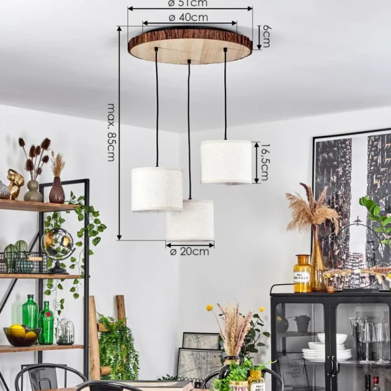 Lampes En Tissu-hofstein Suspension Perdigueira Écru, Noir, 3 lumières