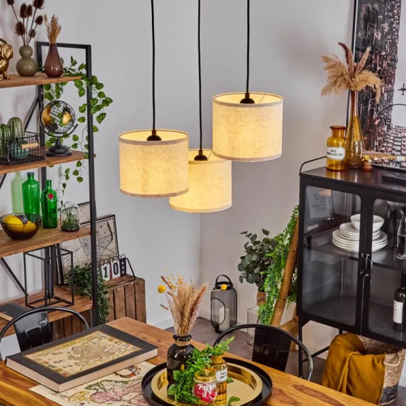 Lampes En Tissu-hofstein Suspension Perdigueira Écru, Noir, 3 lumières