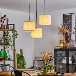 Lampes En Tissu-hofstein Suspension Perdigueira Écru, Noir, 3 lumières