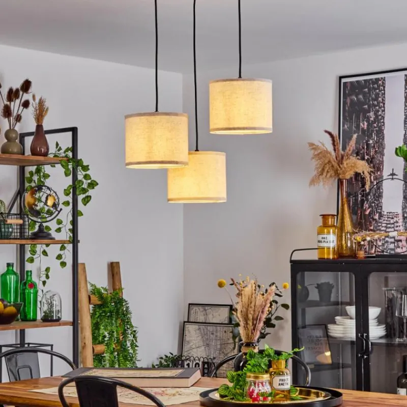 Lampes En Tissu-hofstein Suspension Perdigueira Écru, Noir, 3 lumières